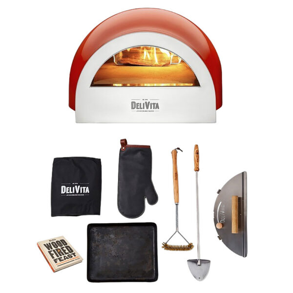 DeliVita Wood-Fired Oven Bundle Chilli Red