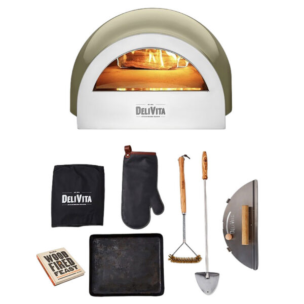 DeliVita Wood-Fired Oven Olive Green Bundle