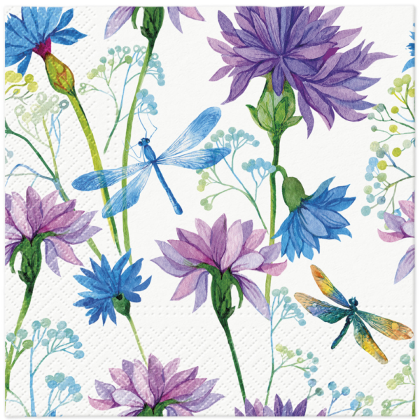 PAW Decor Lunch Napkin Flower with Dragonfly