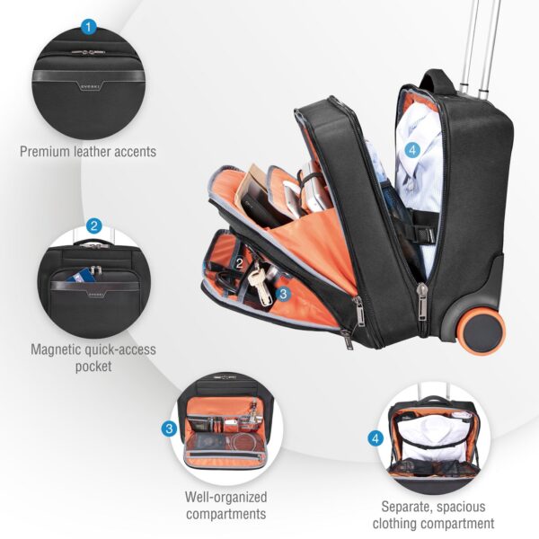 Journey 16'' Laptop Trolley Magnetic quick access pocket Trolley Handle pass through