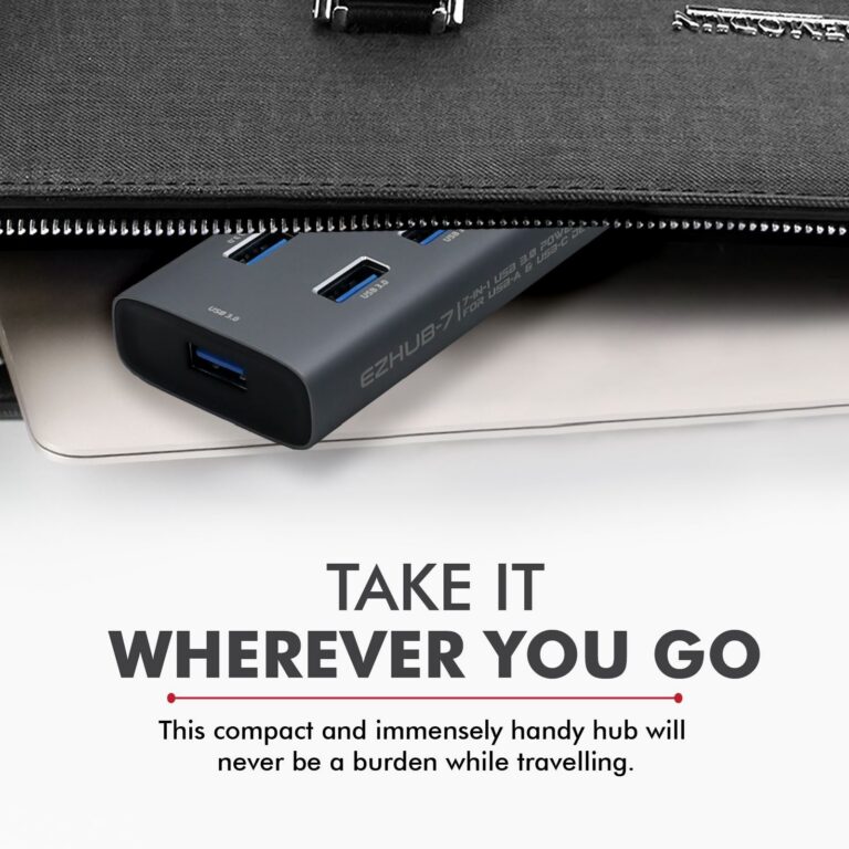 Powered USB Hub w/ 7x USB 3.0 Ports Plus Add USB-C Adaptor Aluminium Alloy