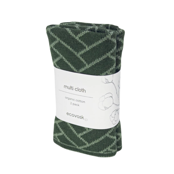 Ecovask Multi Cloths 2 Pack Forest Herringbone
