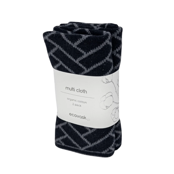 Ecovask Multi Cloths 2 Pack Raven Herringbone