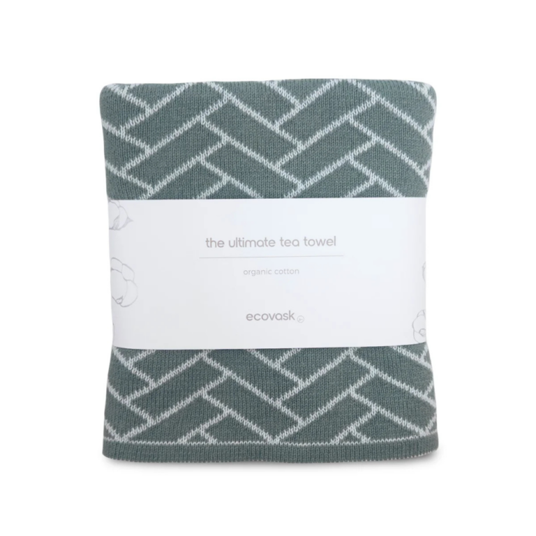 Ecovask ‘The Ultimate Tea Towel’ Sea Foam Herringbone 60x40cm