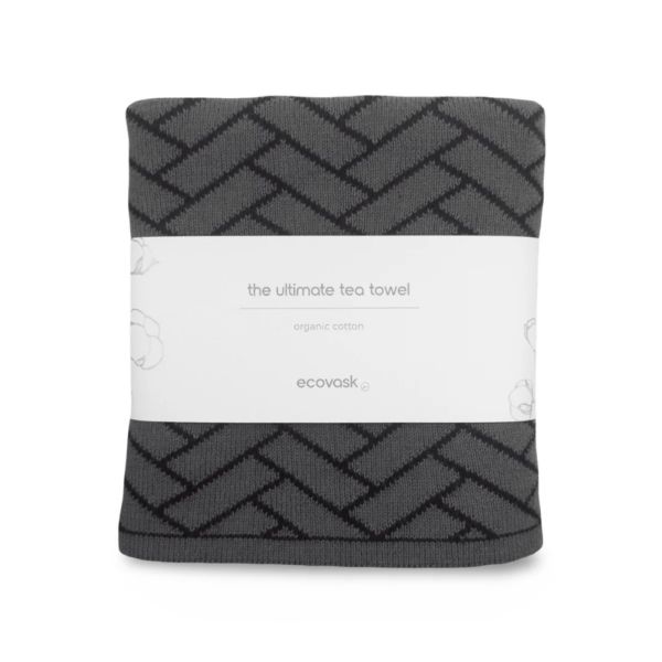 Ecovask ‘The Ultimate Tea Towel’ Raven Herringbone 60x40cm