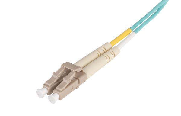 2M 50u LC/LC OM3 Fibre Lead Duplex Multimode Aqua LSZH Jacket