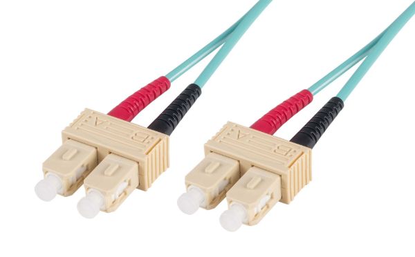 1M 50u SC/SC OM3 Fibre Lead Duplex Multimode Aqua LSZH Jacket