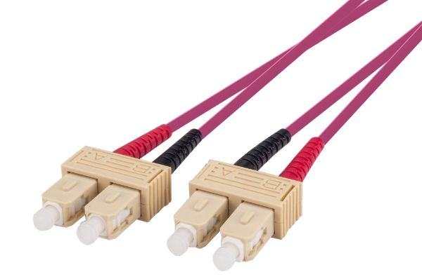 1M 50u SC/SC OM4 Fibre Lead Duplex Multimode Raspberry Pink LSZH Jacket
