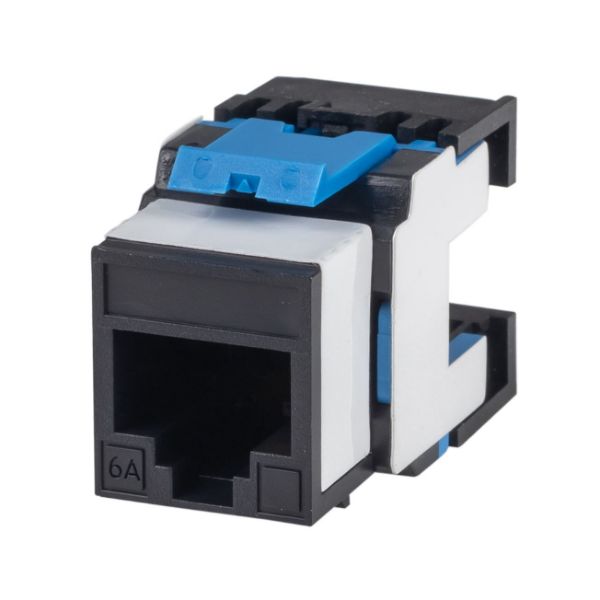 Cat6A 180 Unshielded Keystone Jack Dual IDC Colour Black