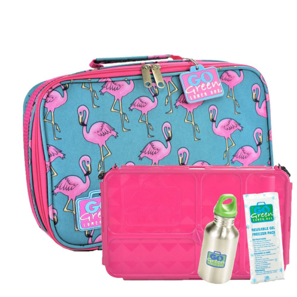Go Green Lunch Box Flamingo Case Set