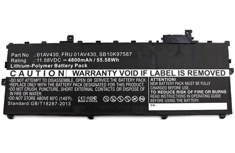 Compatible Battery for Lenovo SB10K97587, 55.58Wh 4800mAh 11.58V Li-poly