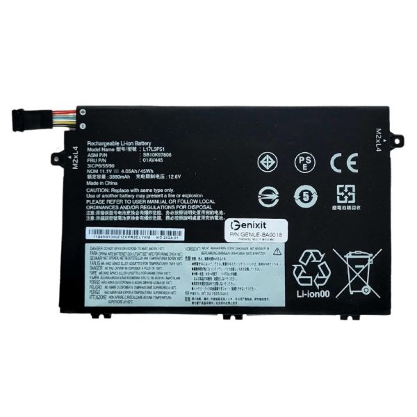 Compatible Battery for Lenovo L17L3P51, 45Wh 3880mAh 12.6V Li-poly