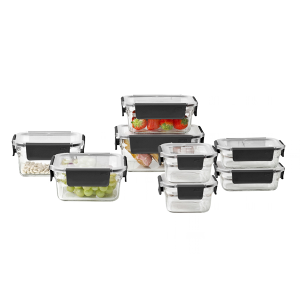 Glasslock 8 Piece Premium Ovensafe Container Set Carbon