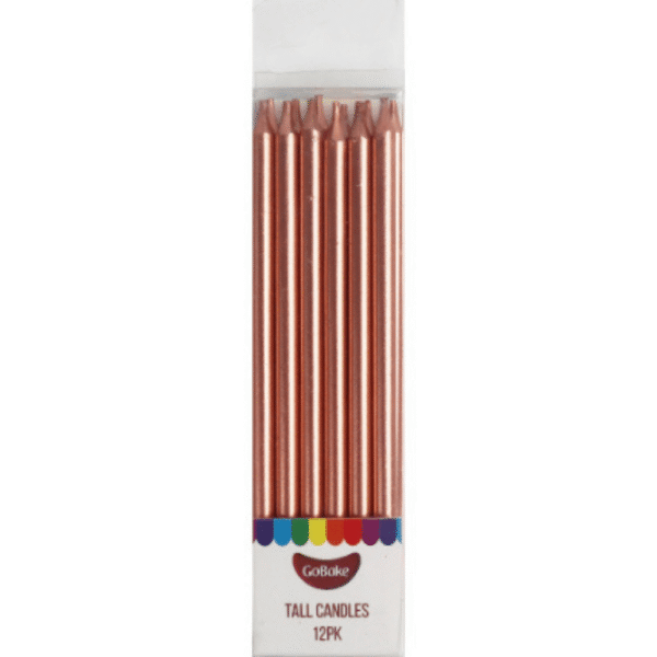 GoBake 12cm Rose Gold Candles Pack of 12