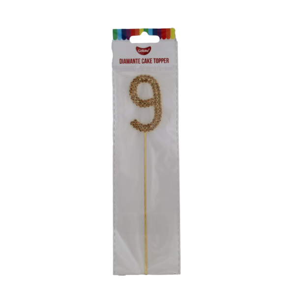 GoBake Diamante Gold Number 9 Cake Topper