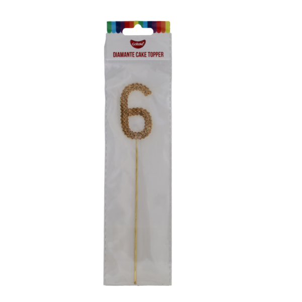 GoBake Diamante Gold Number 6 Cake Topper