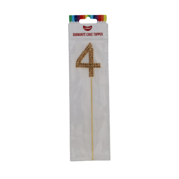 GoBake Diamante Gold Number 4 Cake Topper