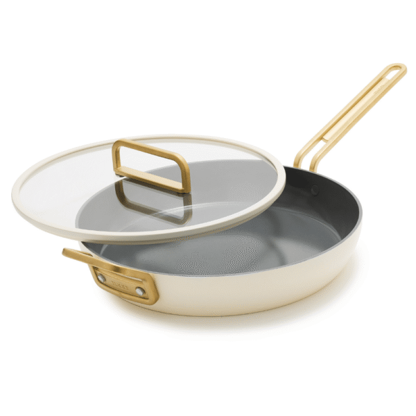 GreenPan Stanley Tucci™ Ceramic Non-Stick Frypan with Lid 30cm Carrara White