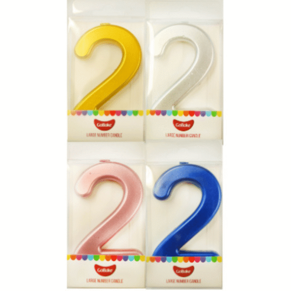 GoBake Large Metallic Number Candle 2