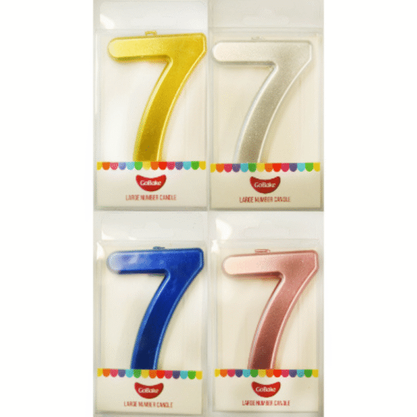 GoBake Large Metallic Number Candle 7