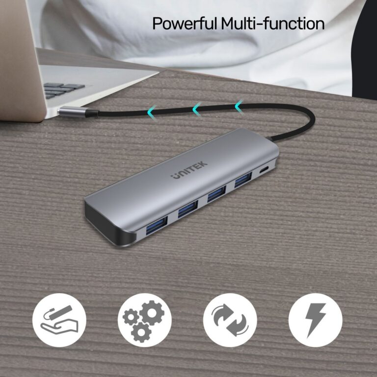 USB 3.1 4-in-1 Multi-Port Hub w/ USB-C Connector. 4x USB-A Ports + Micro-B