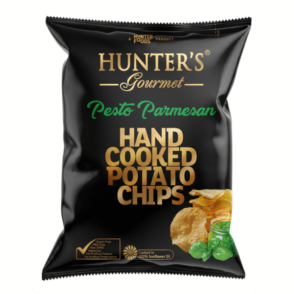 Hunter’s Gourmet Potato Chips Pesto Parmesan Bag 125g