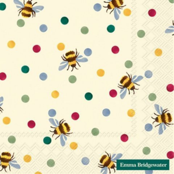 IHR Lunch Napkin Emma Bridgewater Bumble Bee & Polka Dots
