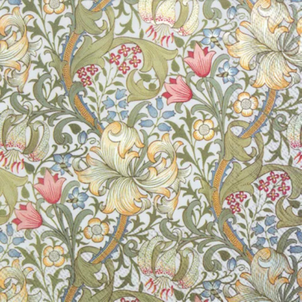 IHR Cocktail Napkin Golden Lily White