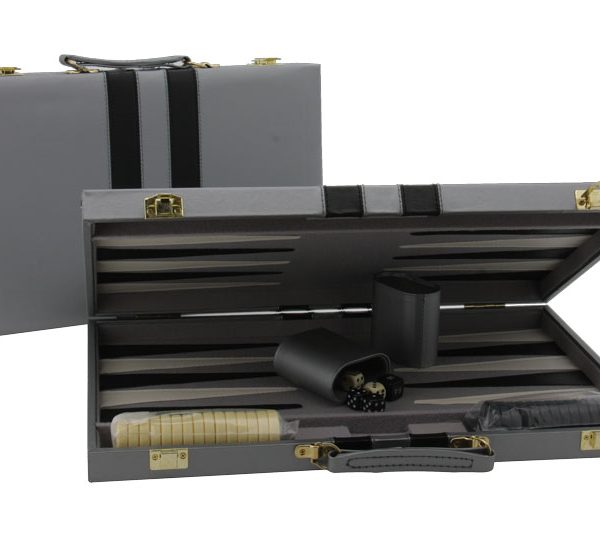 Backgammon Grey Vinyl Attache Case 15″ (38cm)
