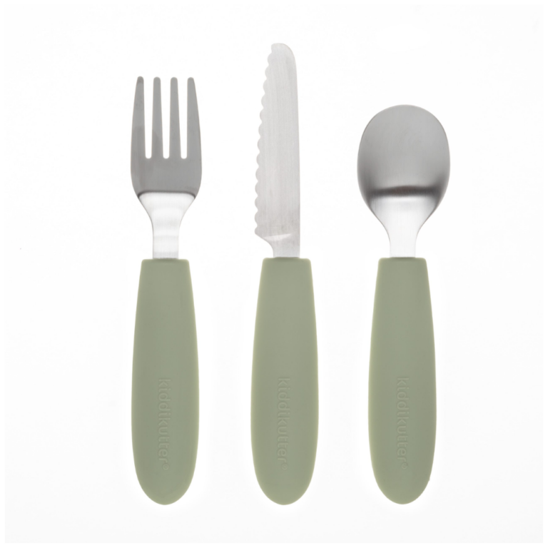 KiddiKutter 3 Piece Kids Cutlery Set Sage