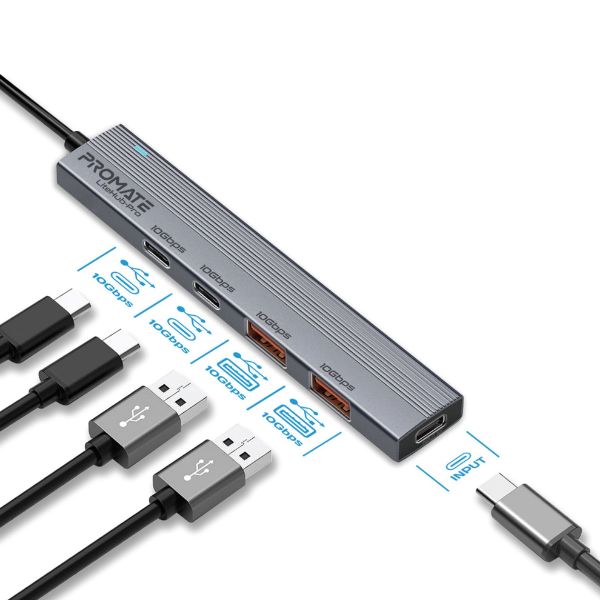 4-in-1 USB Multi-Port Ultra Compact Hub USB-C Connector. 2x USB-A 10Gbps Ports & 2x