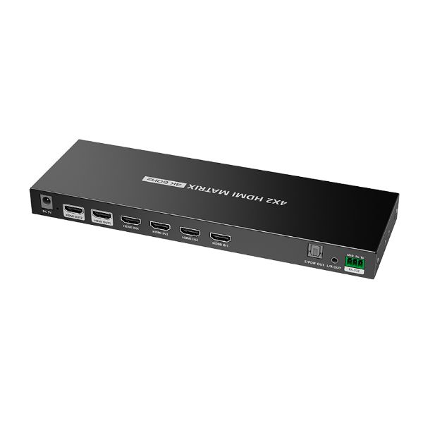 4-In-2-out HDMI Matrix Switch Supports 4096x2160@60Hz HDR RSR-232, Remote Control