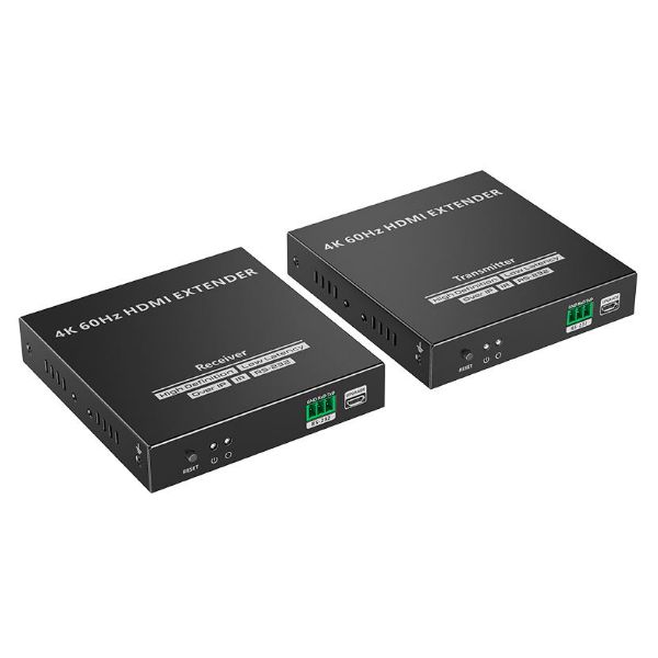 4K HDMI Extender Over 1G IP CAT5e/6/6A/7 Network Cable. Supports Res up to 4K@60Hz.