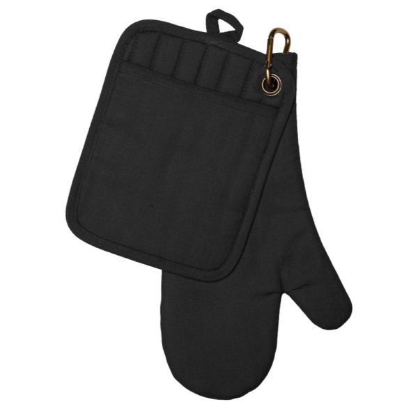 Ladelle Austin Pot Holder & Oven Mitt Black Set
