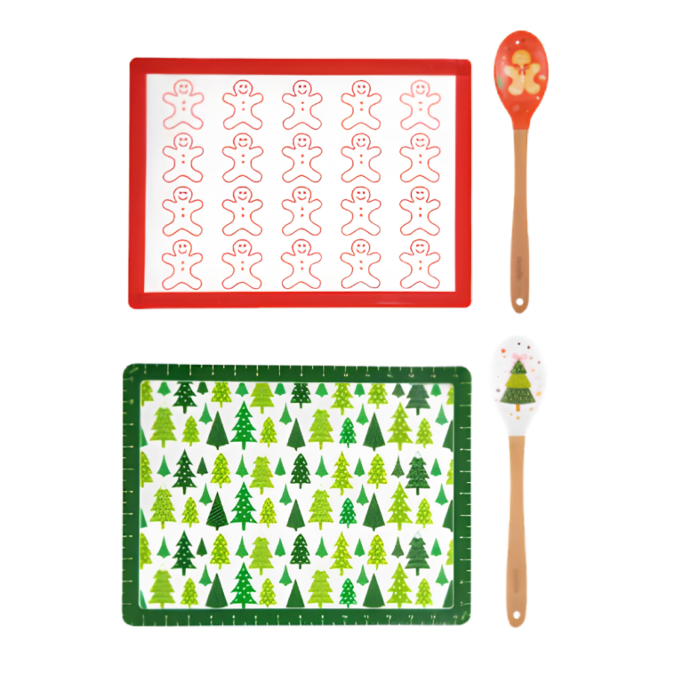 Ladelle Festive Fun 2 Piece Silicone Mat & Spoon Set (Assorted Designs)