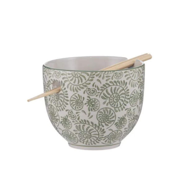 Ladelle Noodle Bowl With Chopsticks Nara Leaf