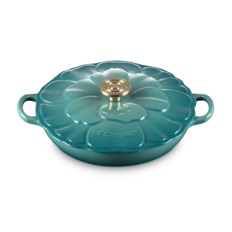 Le Creuset Signature Cast Iron Petal Shallow Casserole Bleu Riviera 26cm