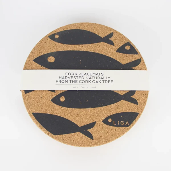 LIGA Cork Placemats Set of 4 – Fish Grey