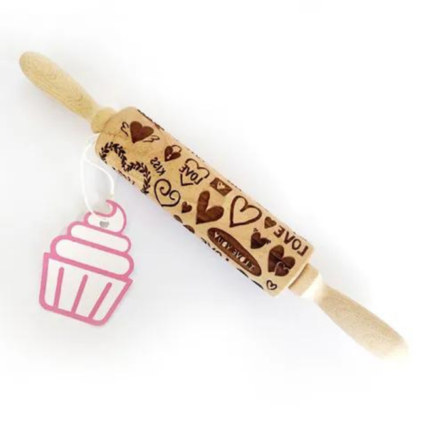 Cake Craft Wooden Rolling Pin Love Hearts