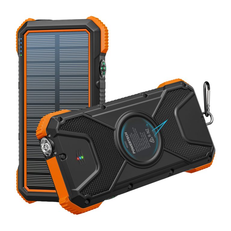 20,000mAh Water Resistant Power Bank with Wireless QI + Solar Recharging