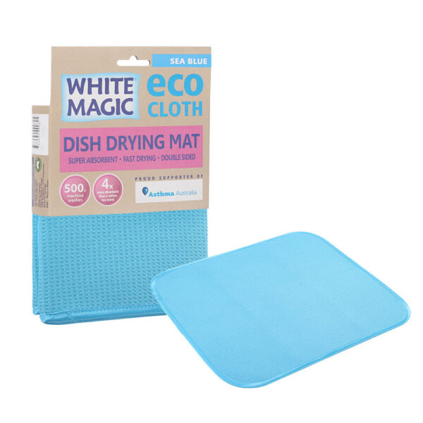 White Magic Microfibre Dish Mat Sea Blue