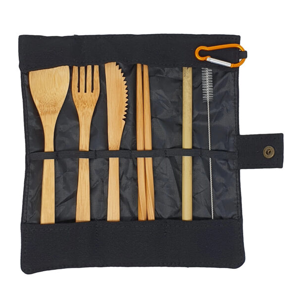 nil Travel Bamboo Cutlery Set Black
