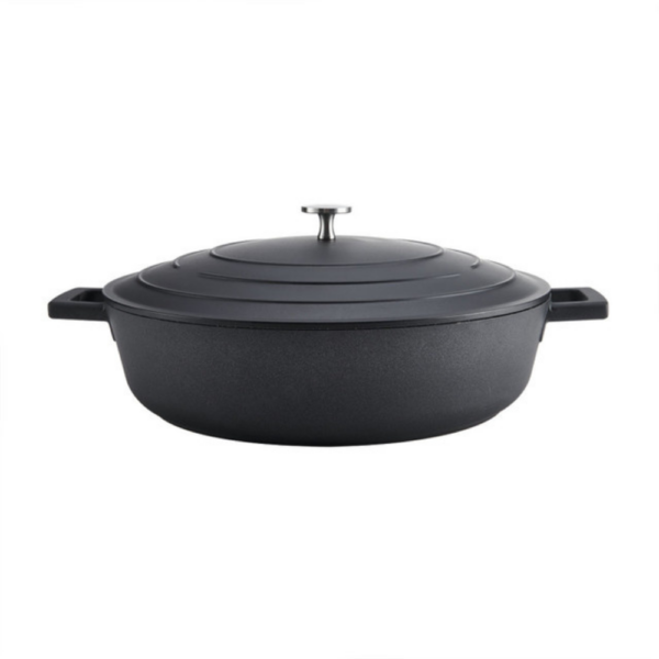 MasterCraft Cast Aluminium Shallow Casserole 5L Black