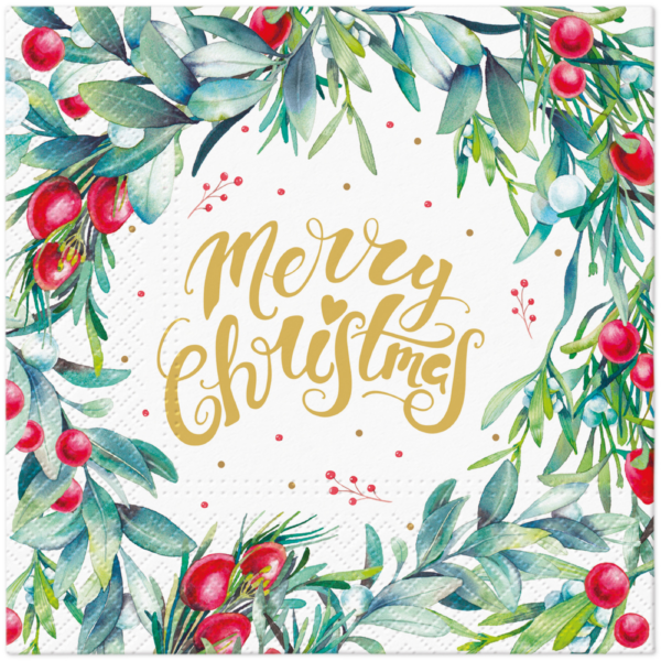 PAW Decor Lunch Napkin Merry Christmas Floral