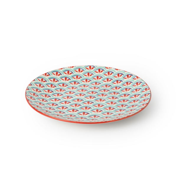 Mikasa Stoneware Side Plate Blue & Red Geometric 18cm