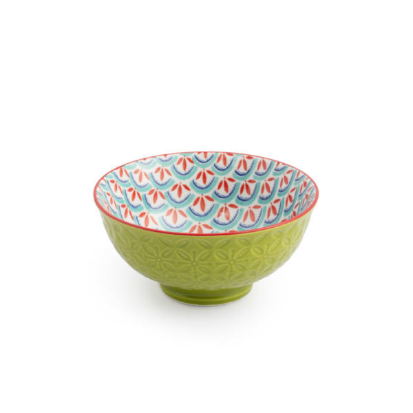 Mikasa Stoneware Nibble Bowl Green & Blue Geometric 12cm