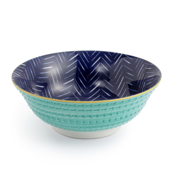 Mikasa Stoneware Ramen Bowl Indigo Chevron 21cm