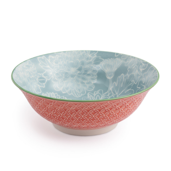 Mikasa Stoneware Ramen Bowl Grey Floral 21cm
