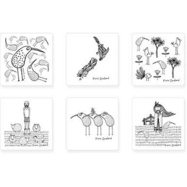Karen Design New Zealand Coaster Set of 6 V2 White