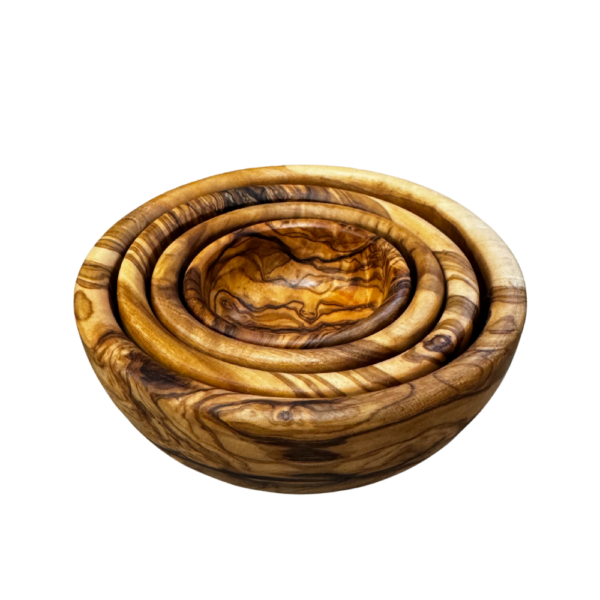 Natural OliveWood 4 Piece Nesting Bowl Set